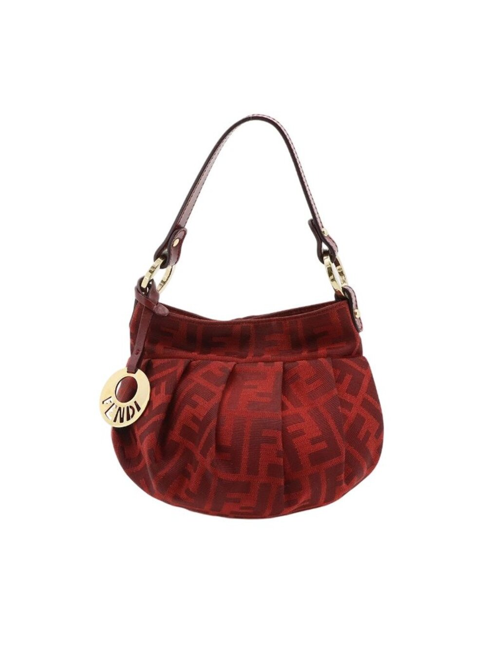 Fendi Zucca Hand Bag Canvas Leather Red Vintage Bag